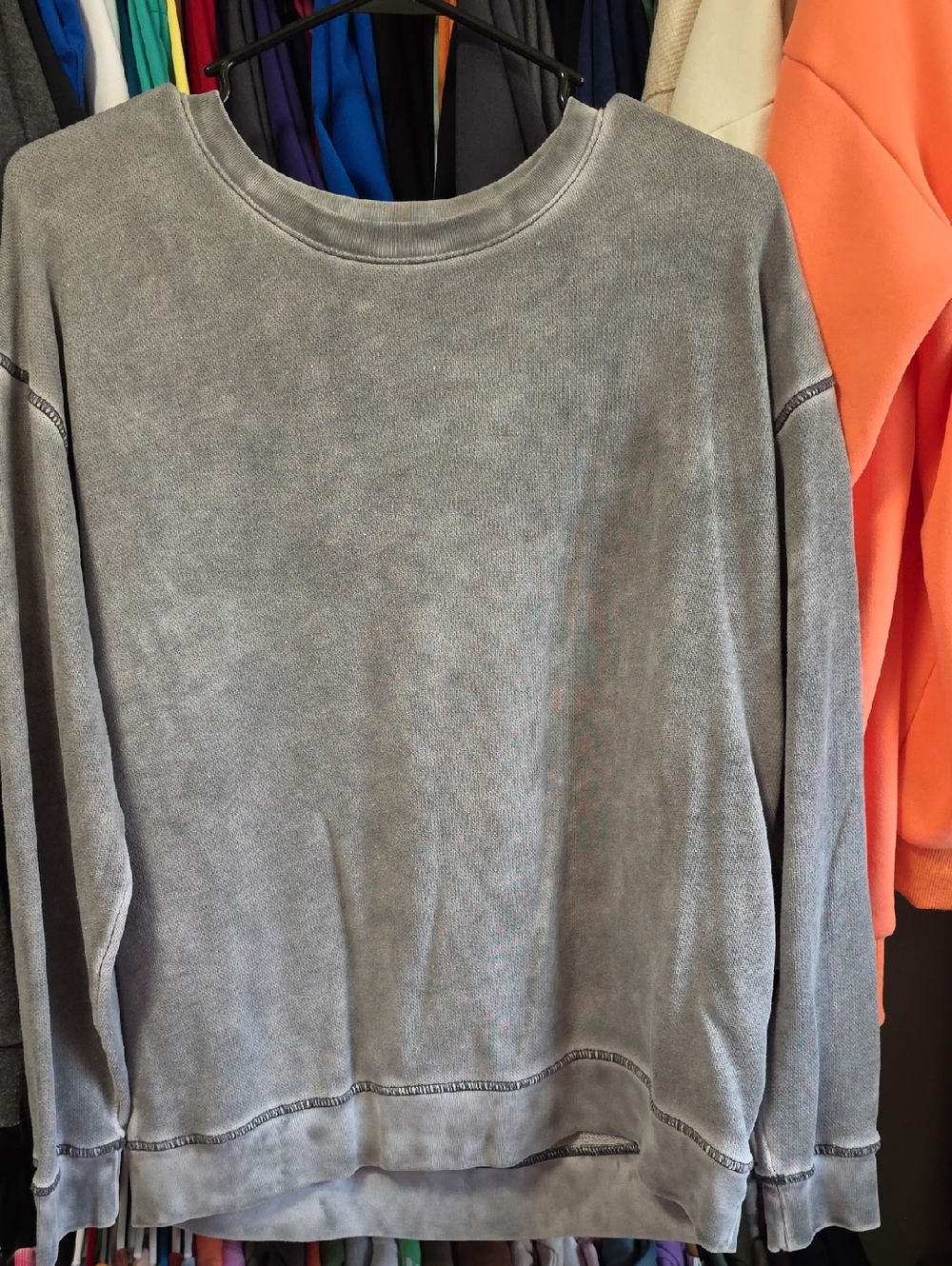 American Eagle Outfitters Washed Gray Crewneck Sweatshirt